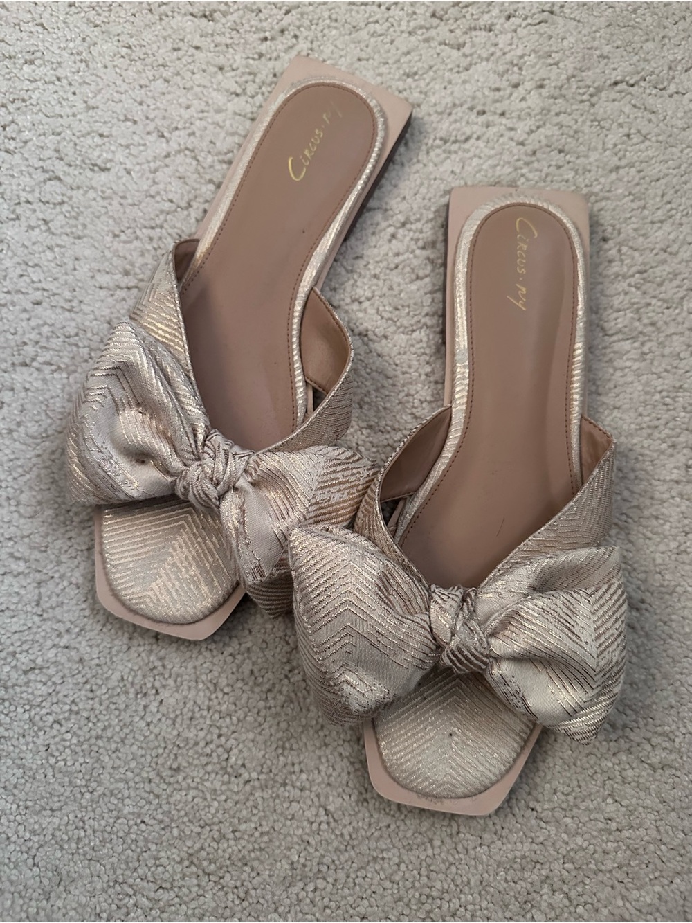 Circus by Sam Edelman Metallic Bow Slide Sandals